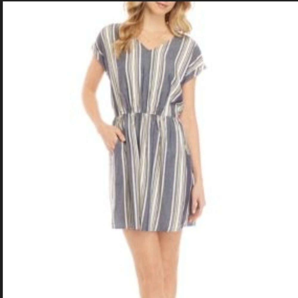 Navy Short Sleeve Bar Back Dress-XL